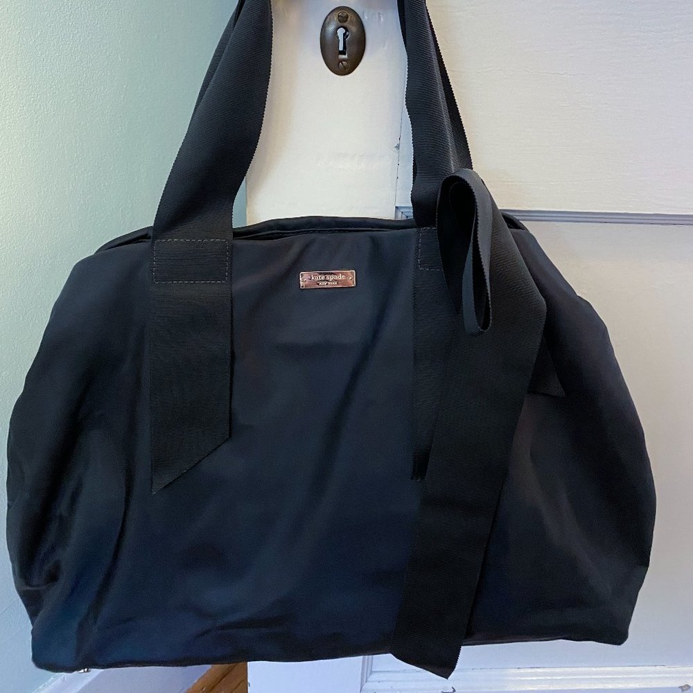 Kate Spade Black Large Satin Purse Bag with Ribbon Strap Bow